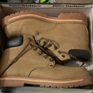 Payless Kids Tan Lace-Up Boots (Size 4-1/2)